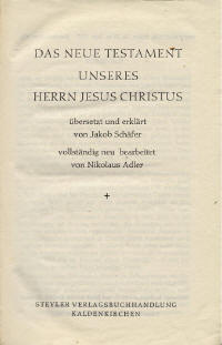 Das Neue Testament - Jacob Schfer - Titelblatt
